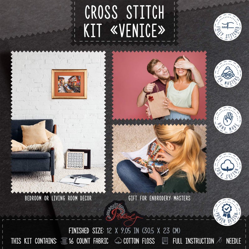 Povitrulya Counted Cross Stitch Kit for Adults 'Venice' - Image 5